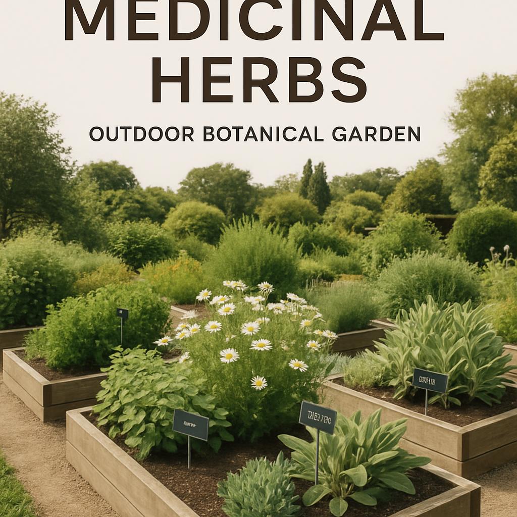 Medicinal herbs outdoor botanical garden.